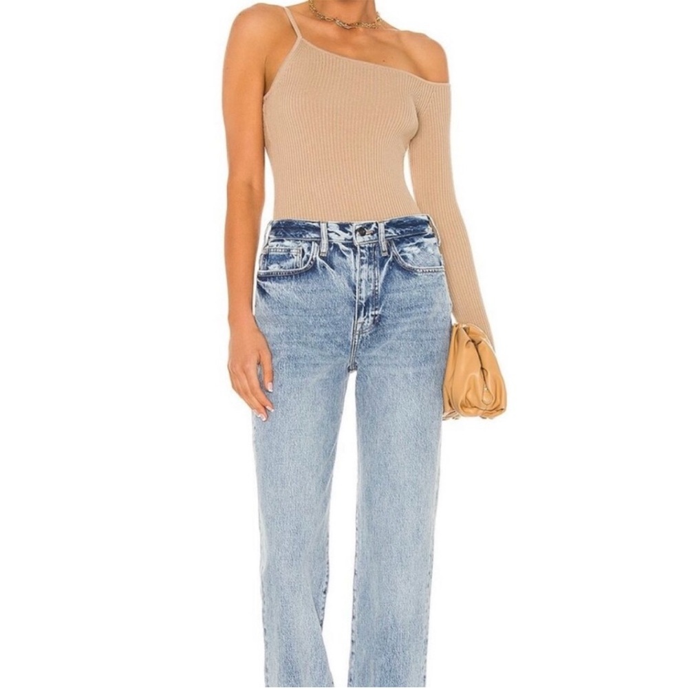 H:OURS One-Shoulder Tan Ribbed Top - Picture 4 of 7